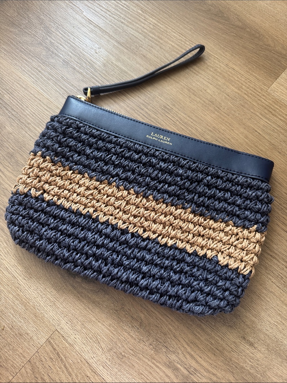 Lauren Ralph Lauren Raffia Woven Wristlet Clutch